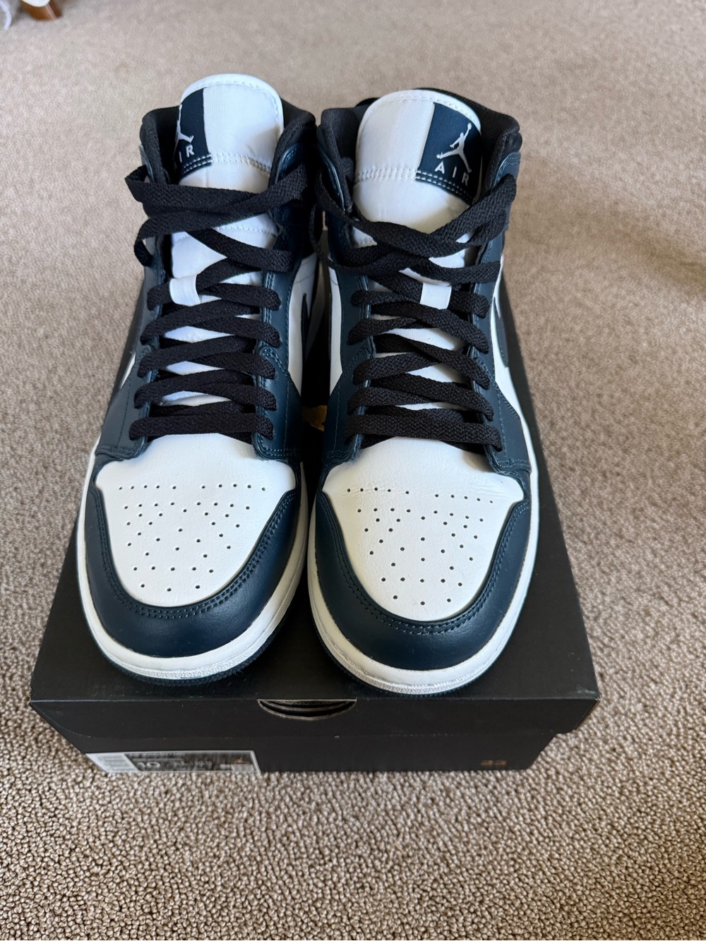 Nike Air Jordan 1 Mid Men's Sneakers - Black/White/Dark Blue
